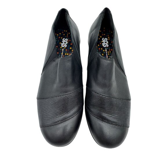 SAS Womens Nora Slip On Loafers Size 9W Black Wedge Leather Comfort Casual - Picture 2 of 15